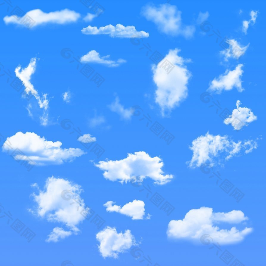 高级云朵效果、云彩套装Photoshop笔刷素材免费下载