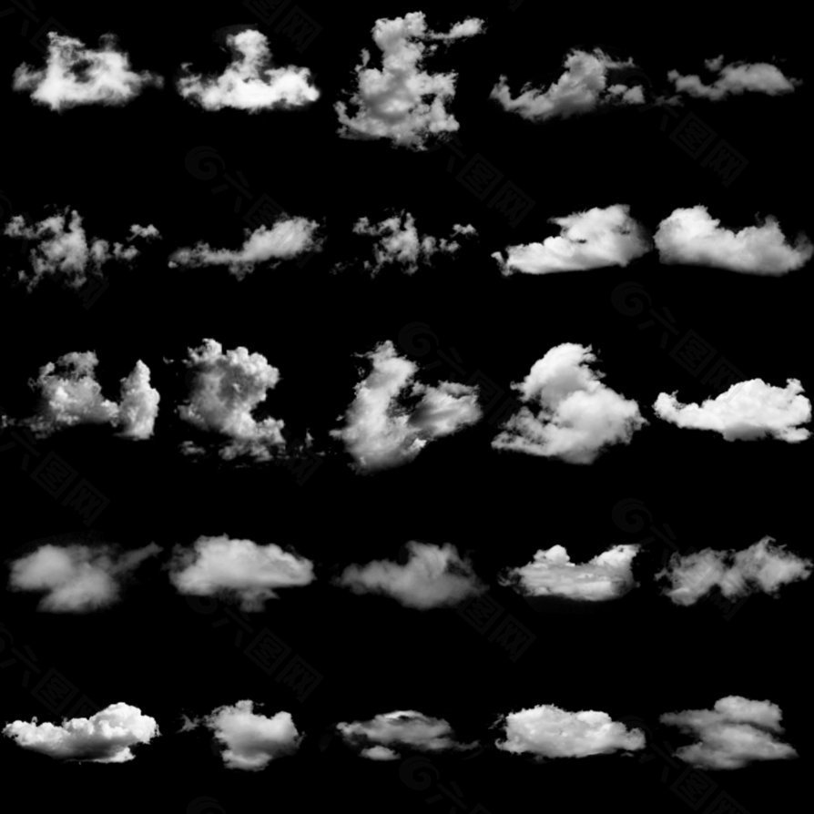 25种真实白云、云彩、天空云朵效果Photoshop笔刷素材下载