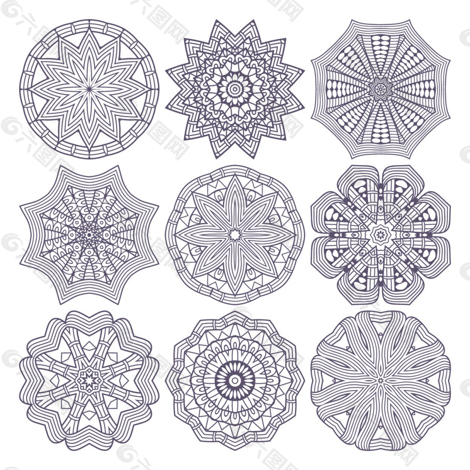 波希米亚花纹装饰素材