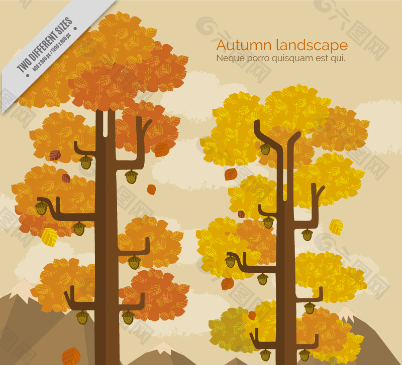 秋季景观的高树的背景
