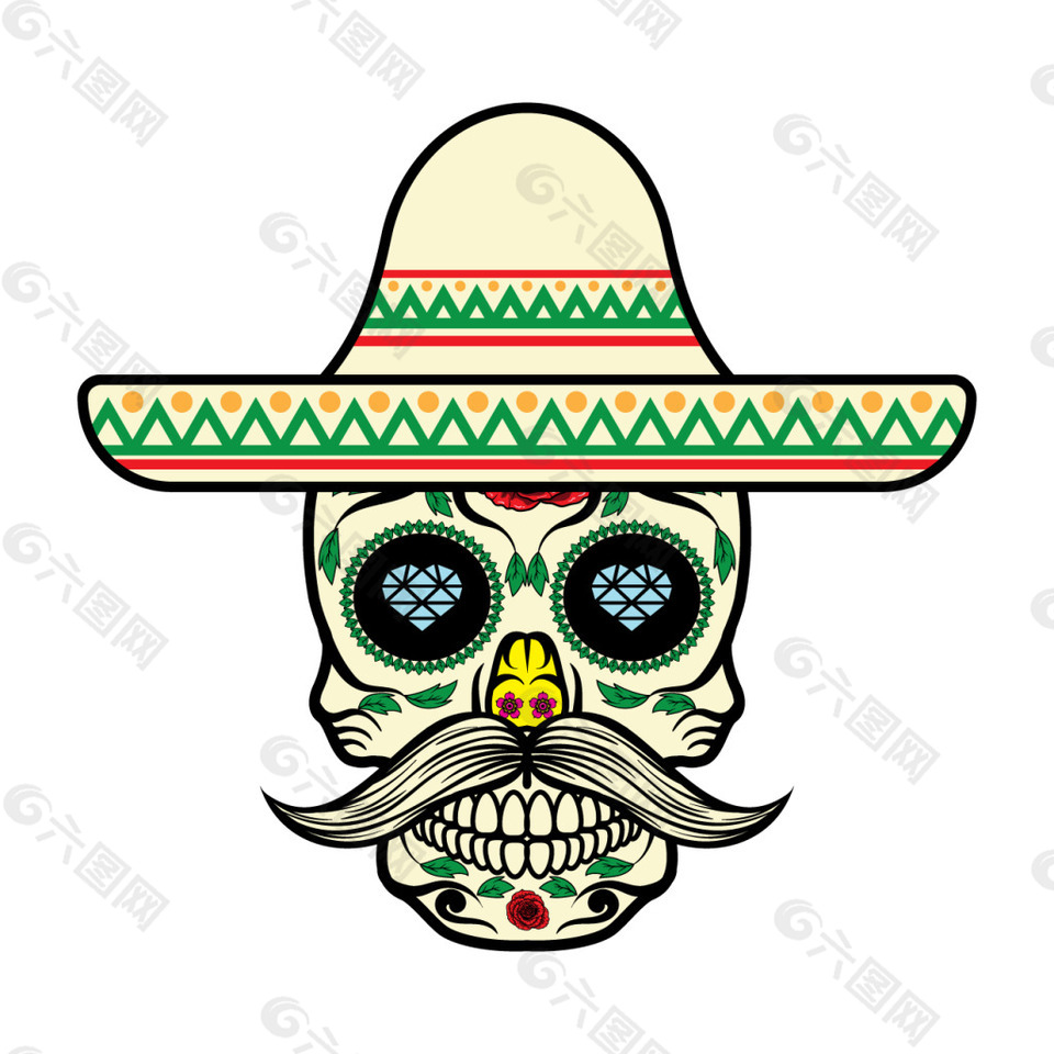 墨西哥戴帽子的骷髅头