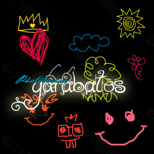 随意手绘儿童涂鸦卡通PS笔刷素材下载