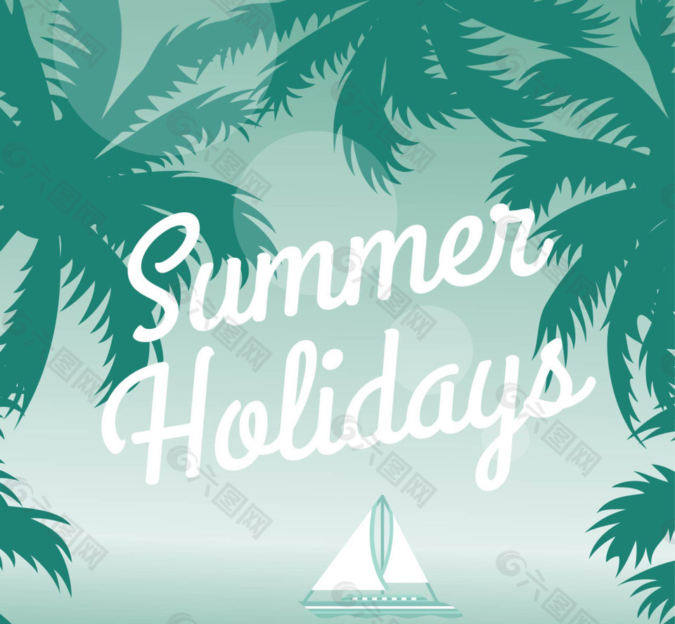 绿色棕榈树夏季背景