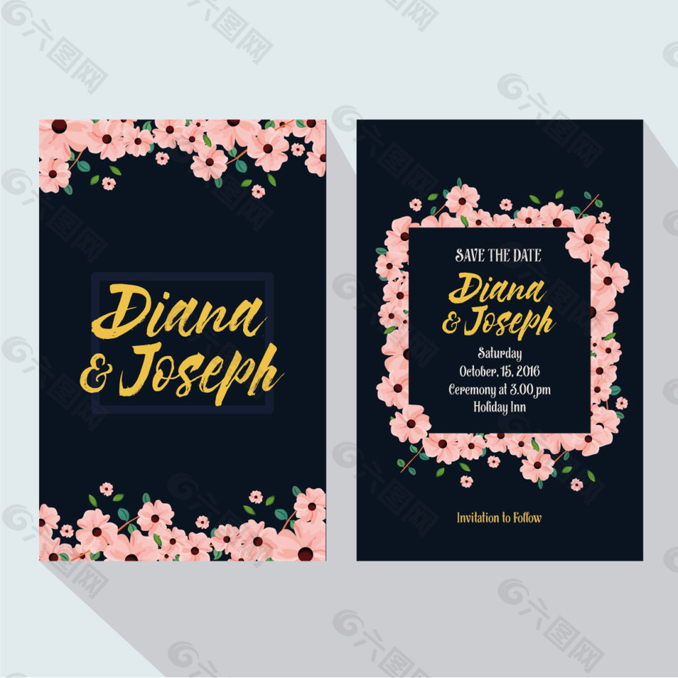 花卉婚礼邀请设计
