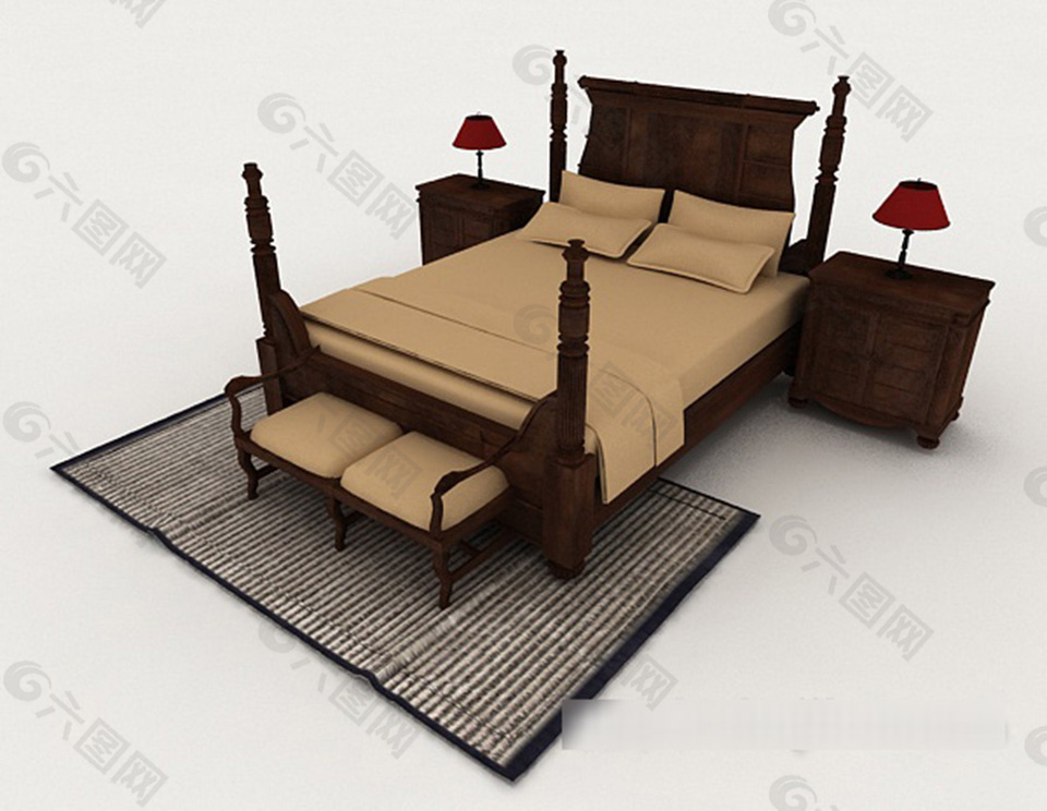 新中式木质简约床