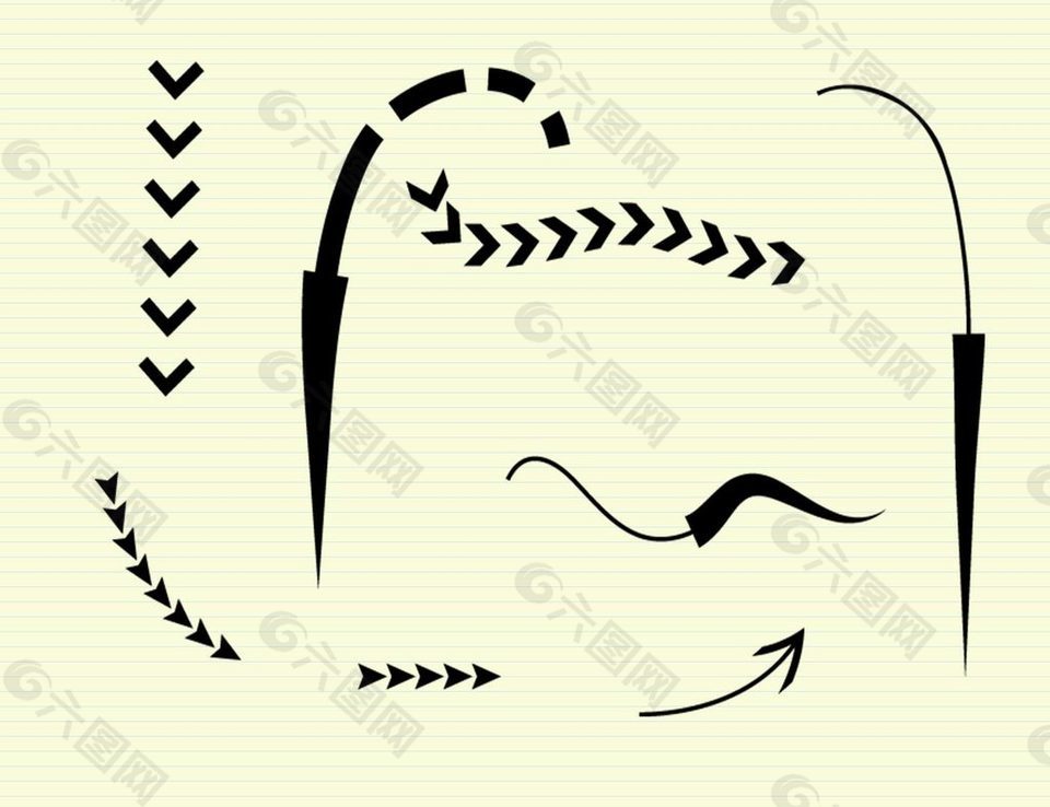 弯曲的箭头符号标志PS笔刷下载