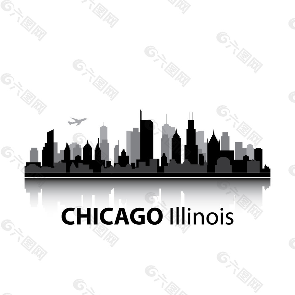 芝加哥城市剪影素材