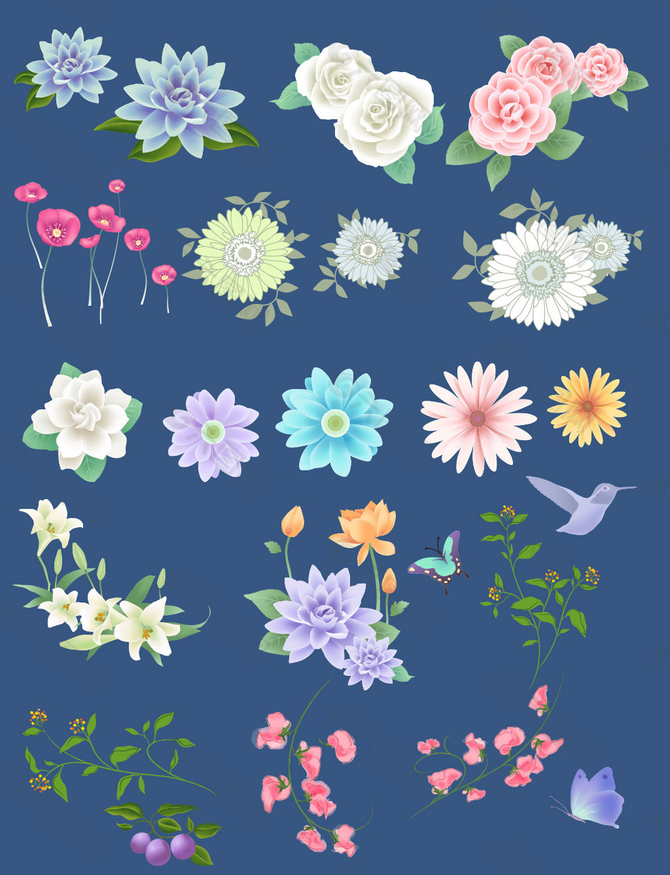 各种矢量花朵平面广告素材免费下载(图片编号:7934796)-六图网