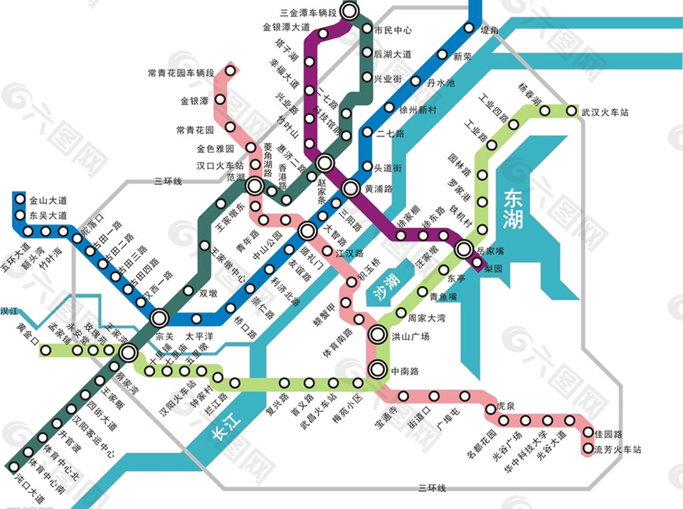 武汉市地铁路线图矢量图