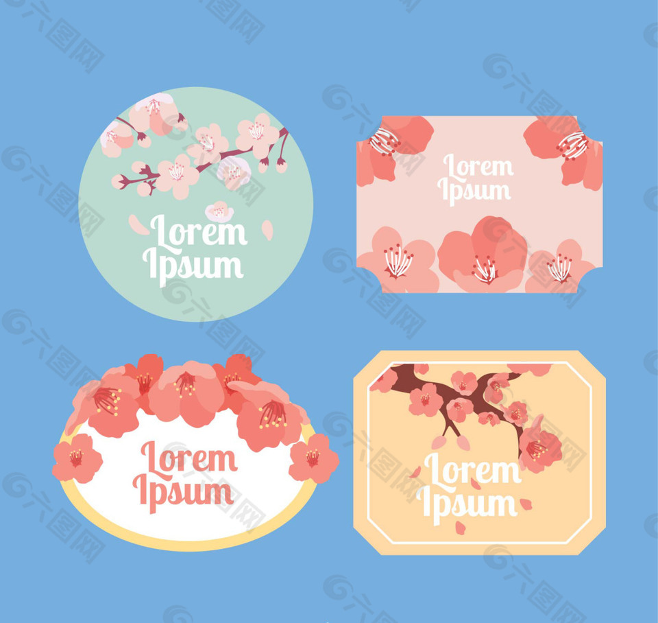 日本古典花卉徽章