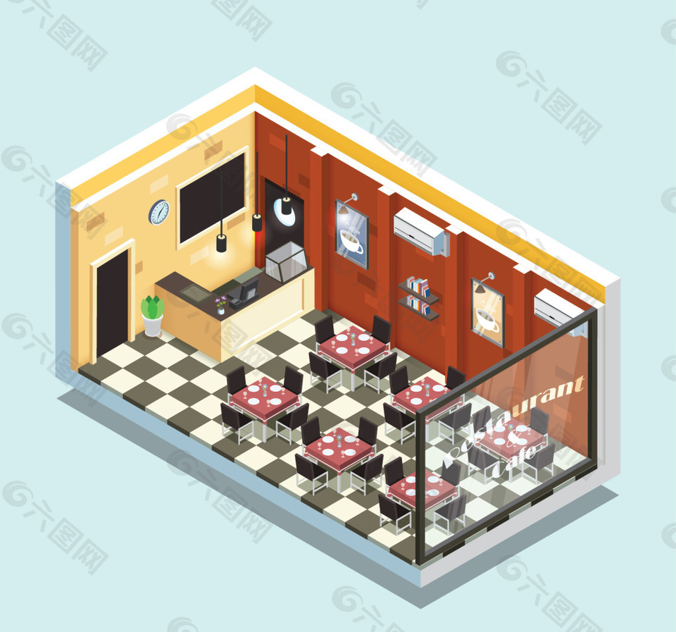 等距室内餐厅