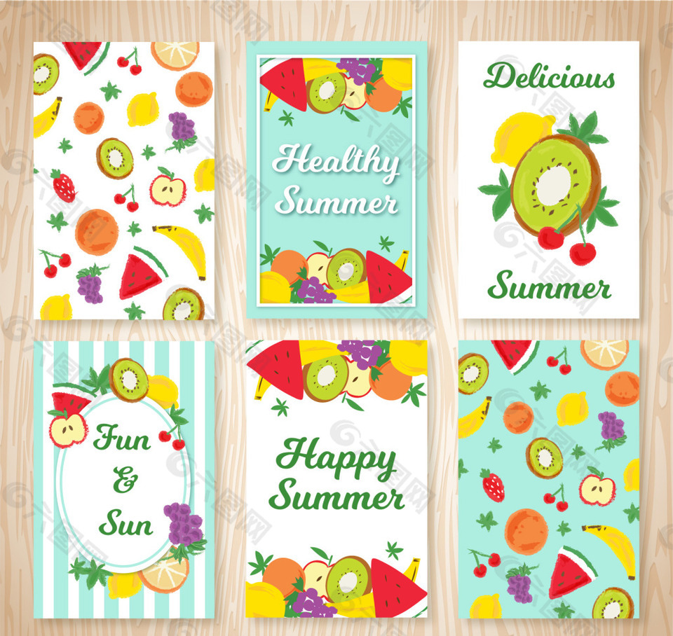手绘水果夏季卡片
