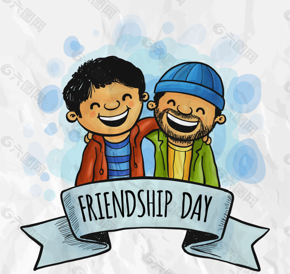 手绘好朋友男孩背景