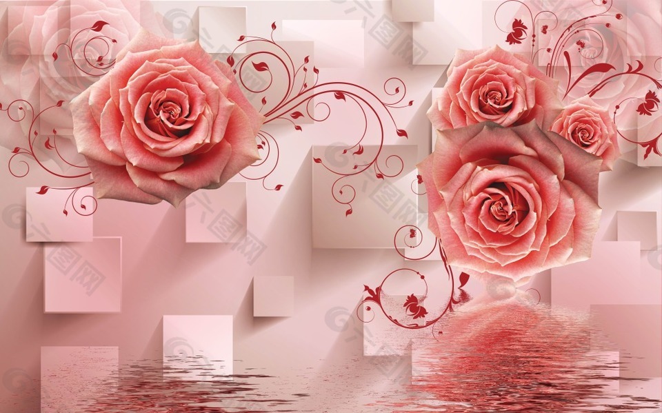 3D玫瑰花底图