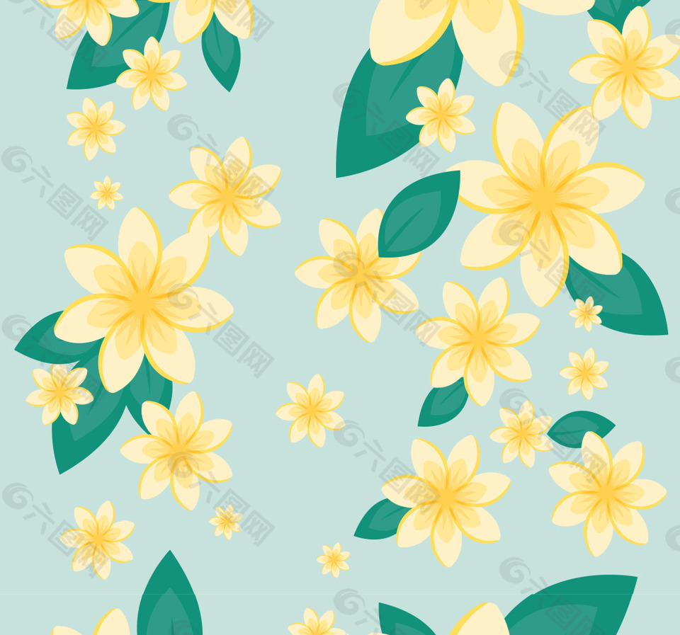 蓝色背景的黄色花卉