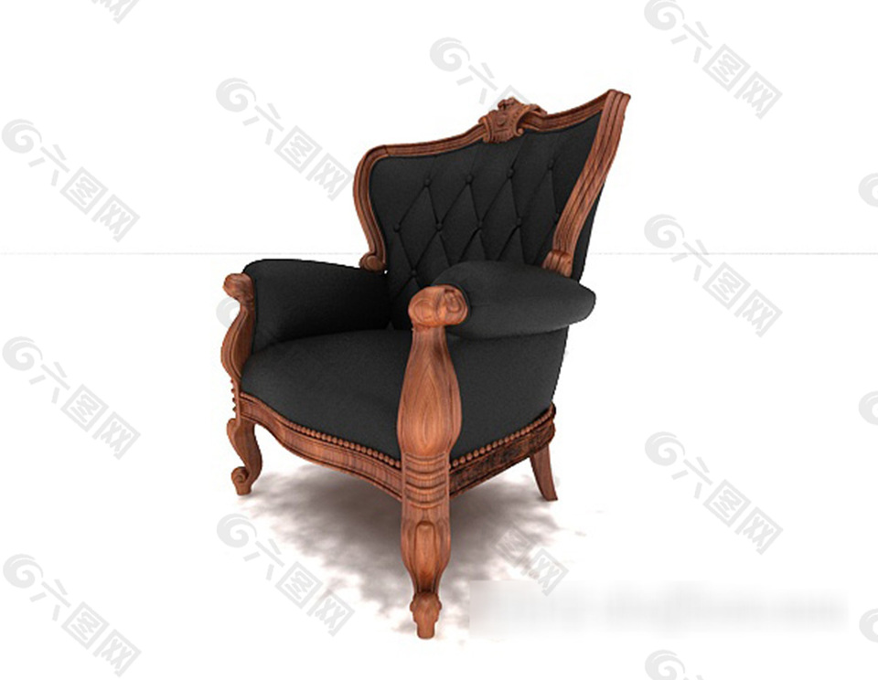 欧式黑色沙发椅子3d模型下载