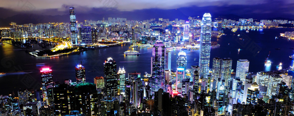 中国香港夜景繁华都市现代化全景背景素材免费下载 图片编号 六图网