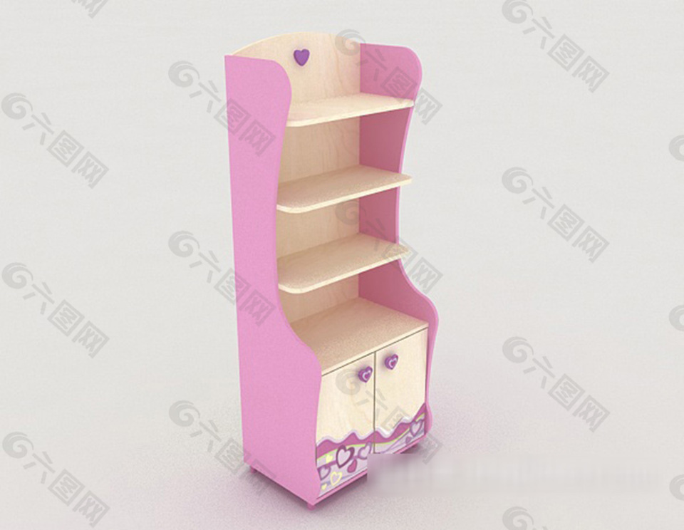 现代可爱粉色书桌3d模型下载