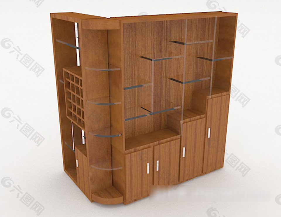 现代木质大展示柜3d模型下载