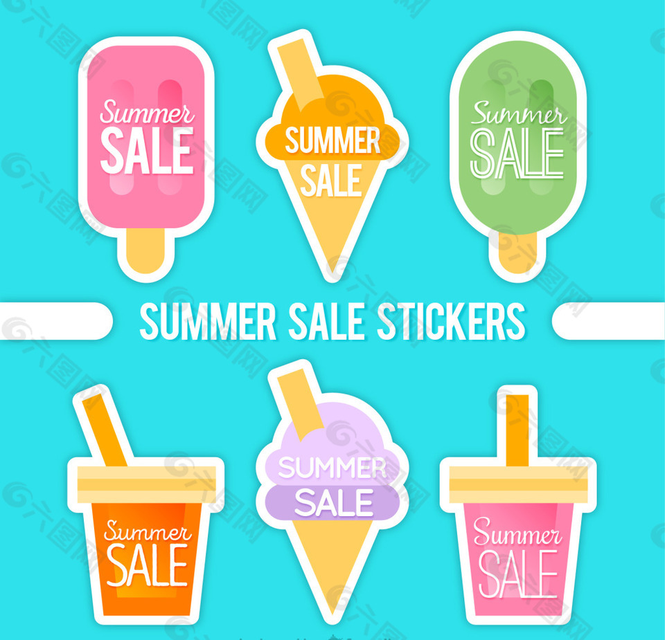 夏季销售标签冰淇淋形状