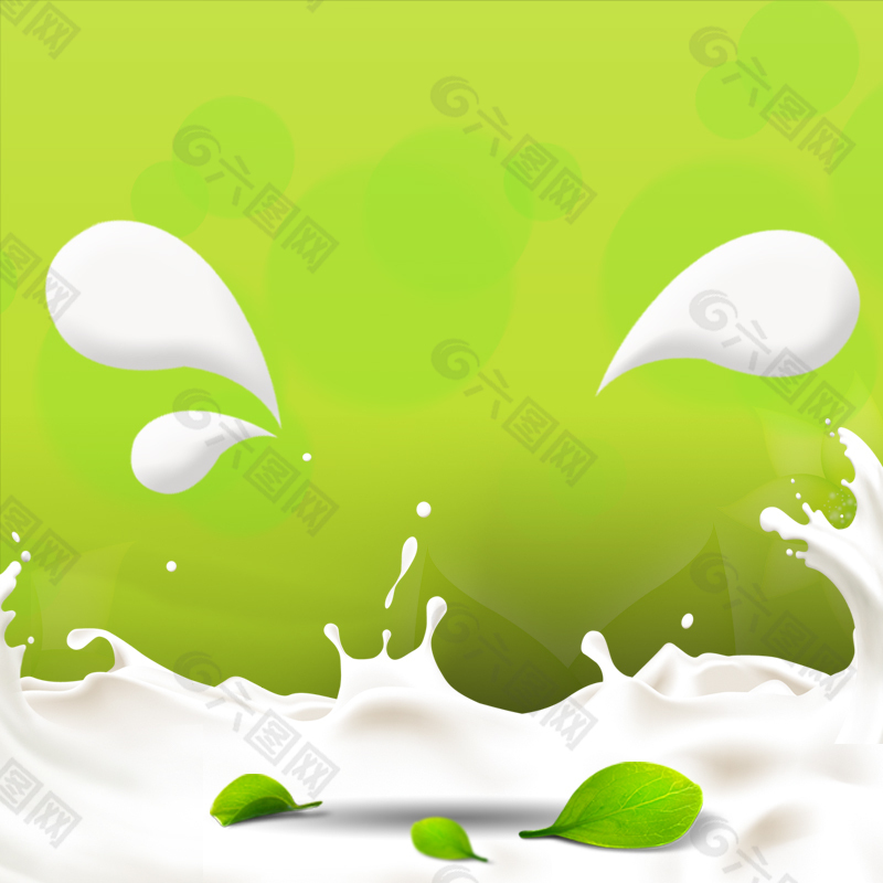 绿色牛奶护肤品化妆品主图背景