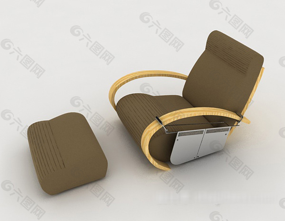 简约棕色休闲椅子3d模型下载