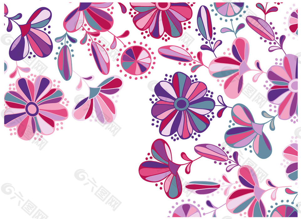 艺术粉紫花朵矢量素材