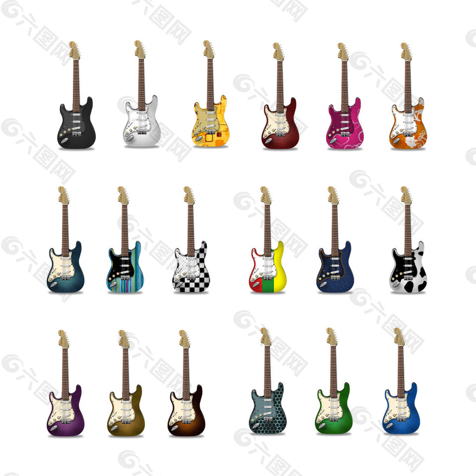 18个炫彩电吉他图标下载