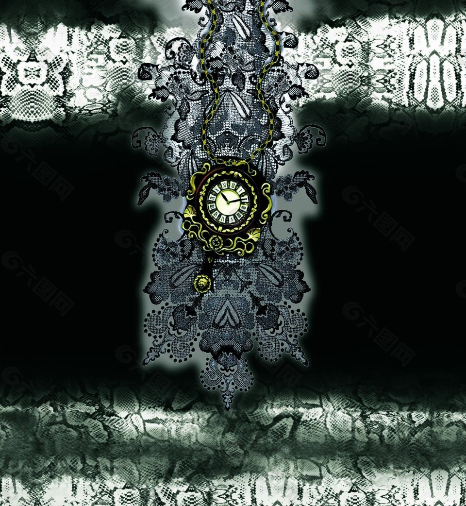 蛇纹线条图案印花