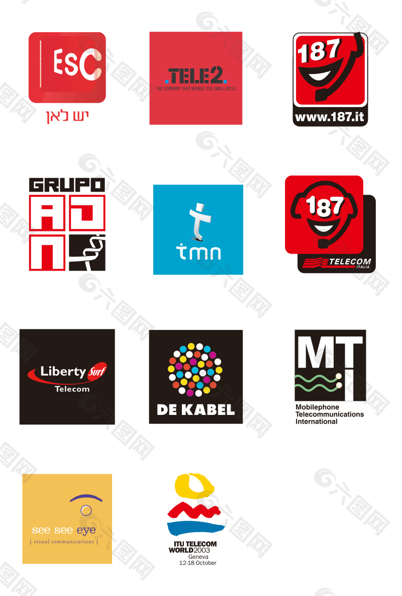 世界 矢量 标志 通信行业 logo设计