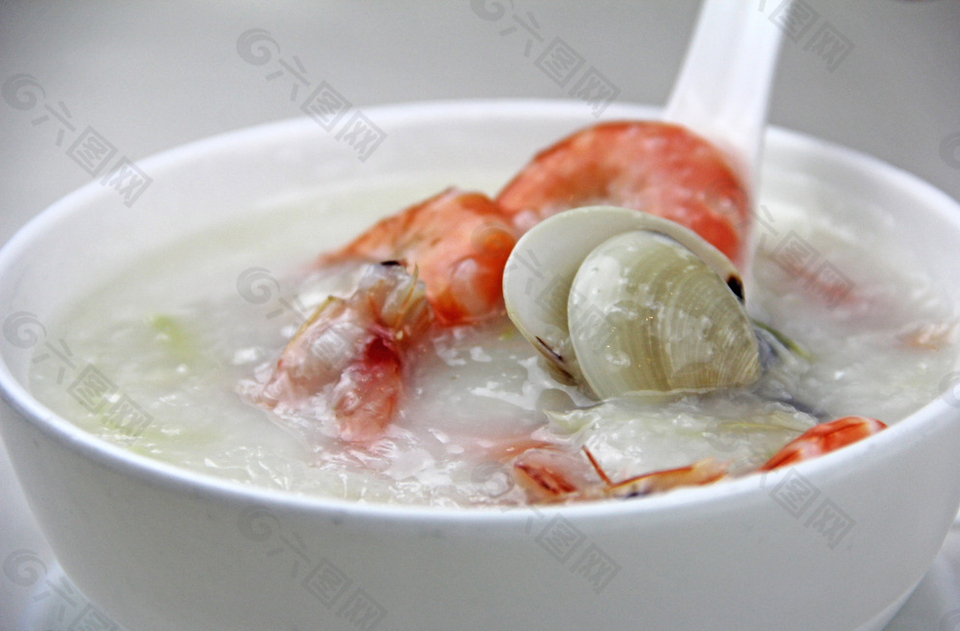 白贝瑶柱鲜虾粥图片