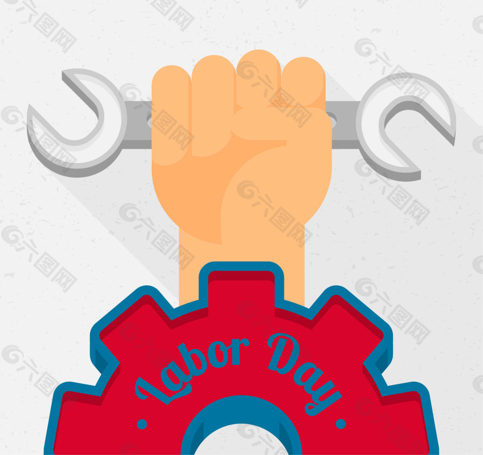 手拿扳手的劳动日背景