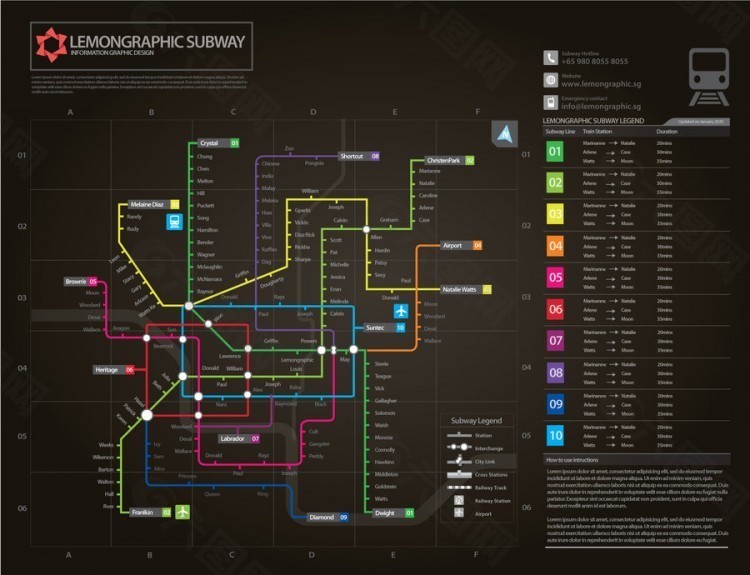 扁平风格-地铁信息图表