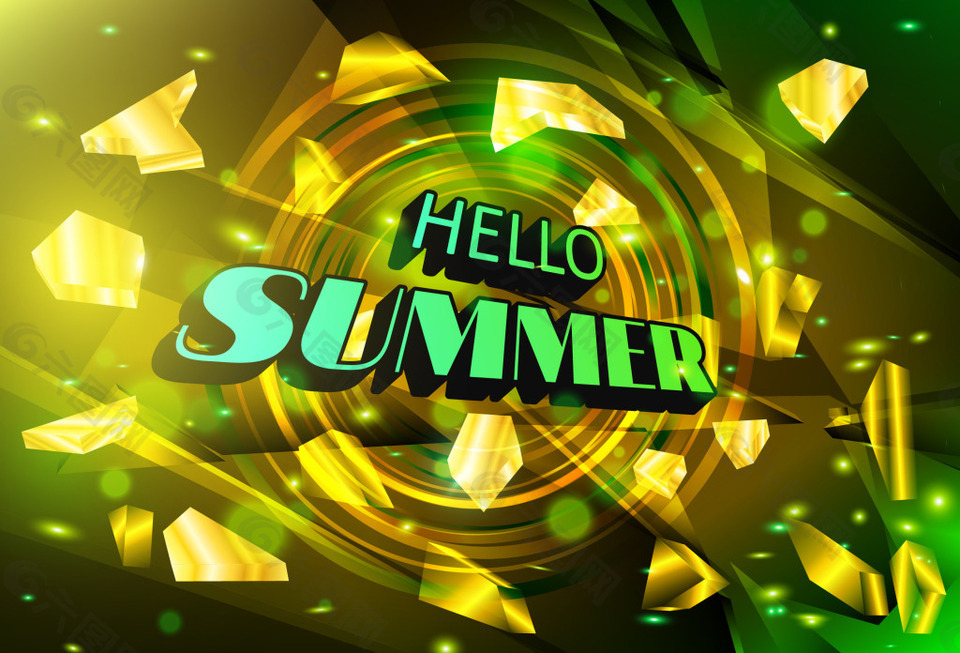 金色多边形光斑海报