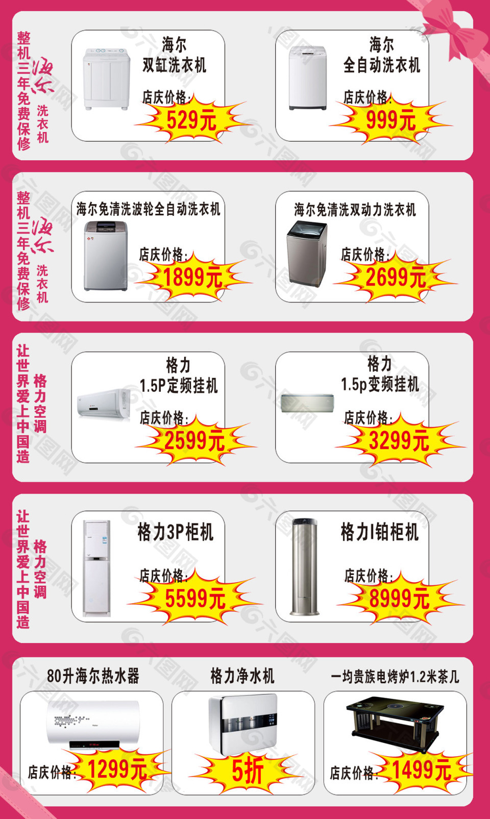 电器商品促销海报背面