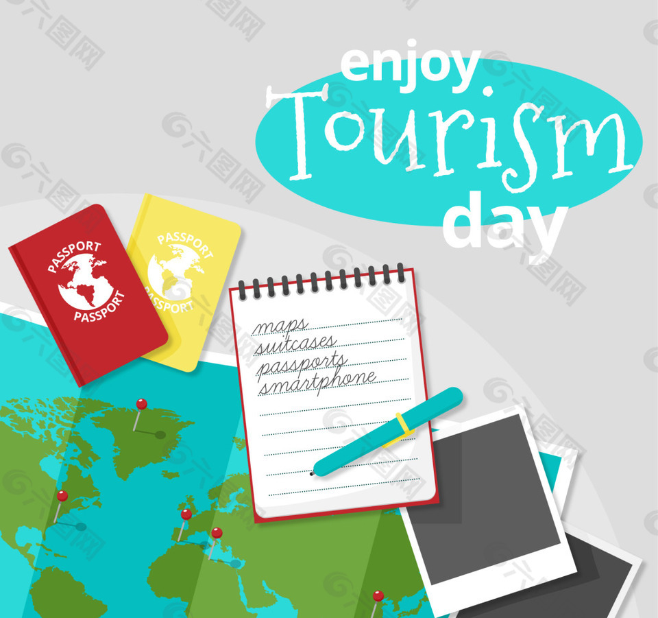 旅游日背景的旅游证件