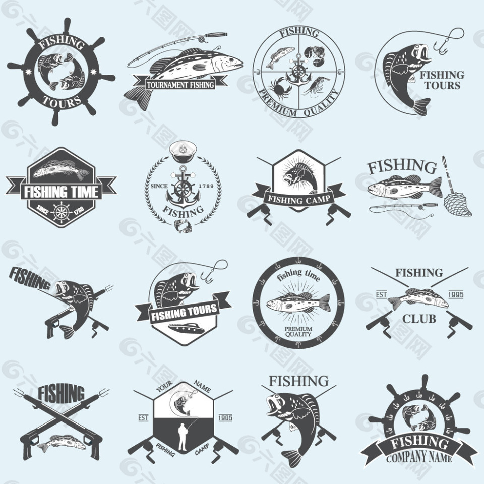 航海钓鱼标志设计