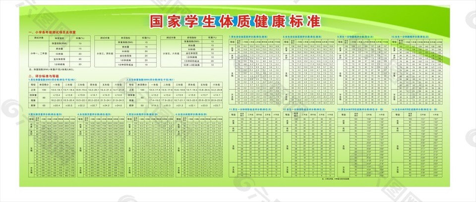 国家学生体质健康标准  转曲