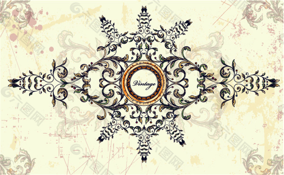 欧式古典花卉图案背景图片