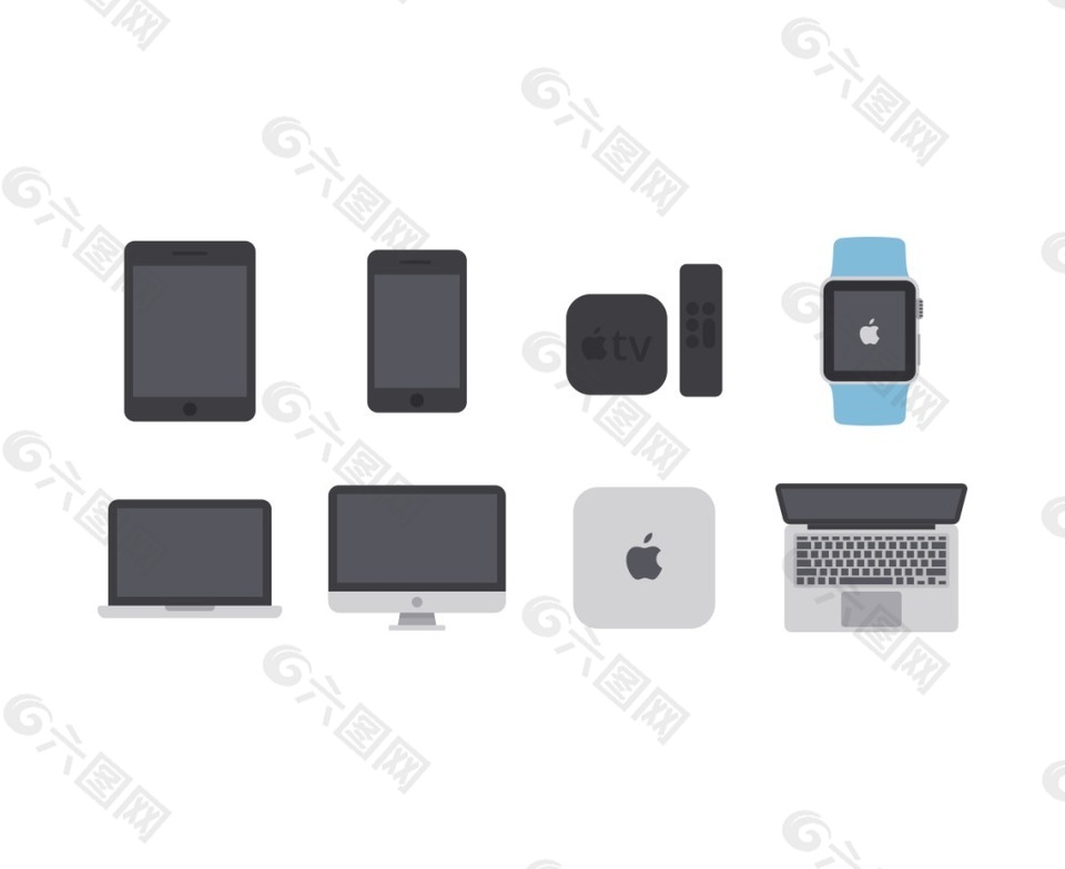 8免费的苹果设备在平板式和矢量格式