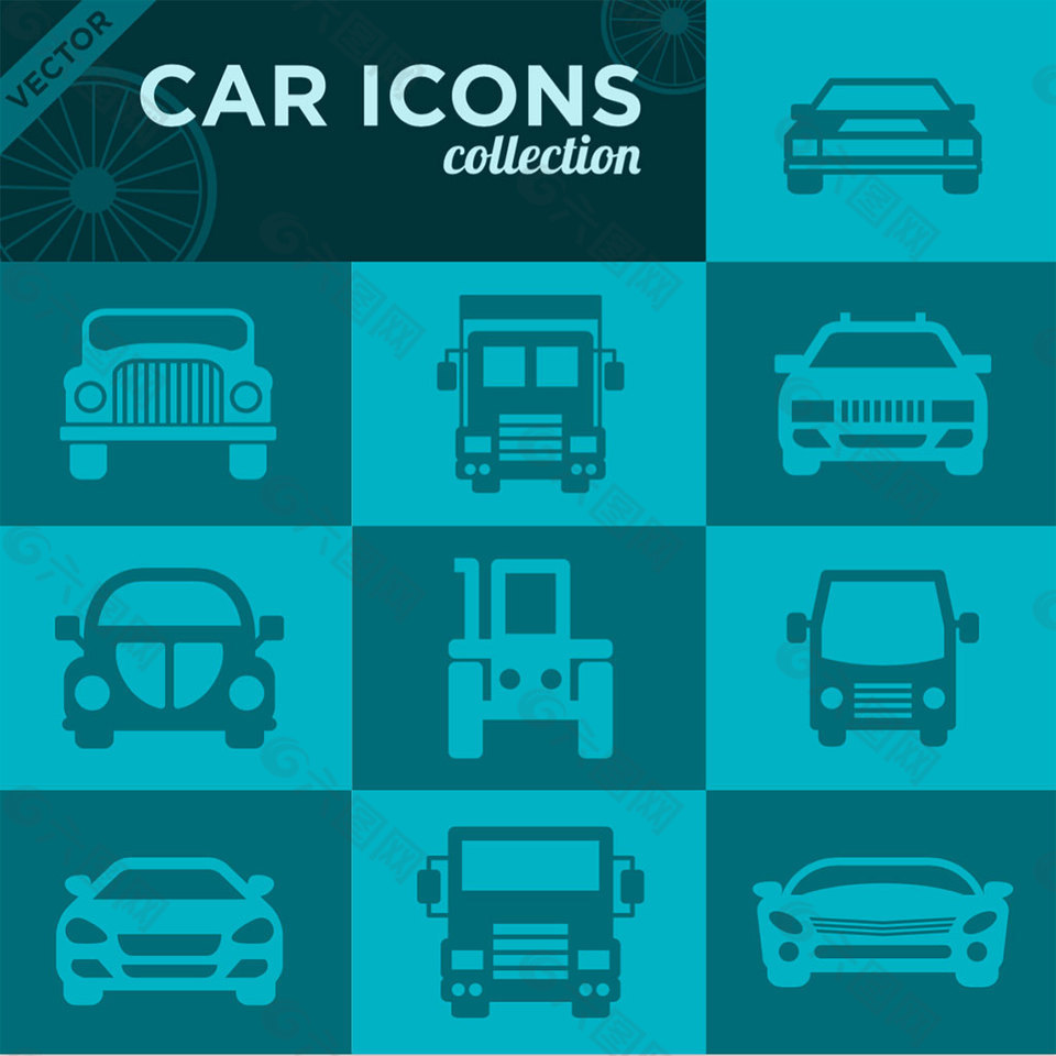 卡通汽车，扁平图标icon设计-矢量素材