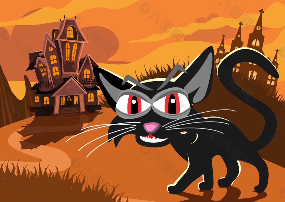 黑猫和幽灵鬼屋背景