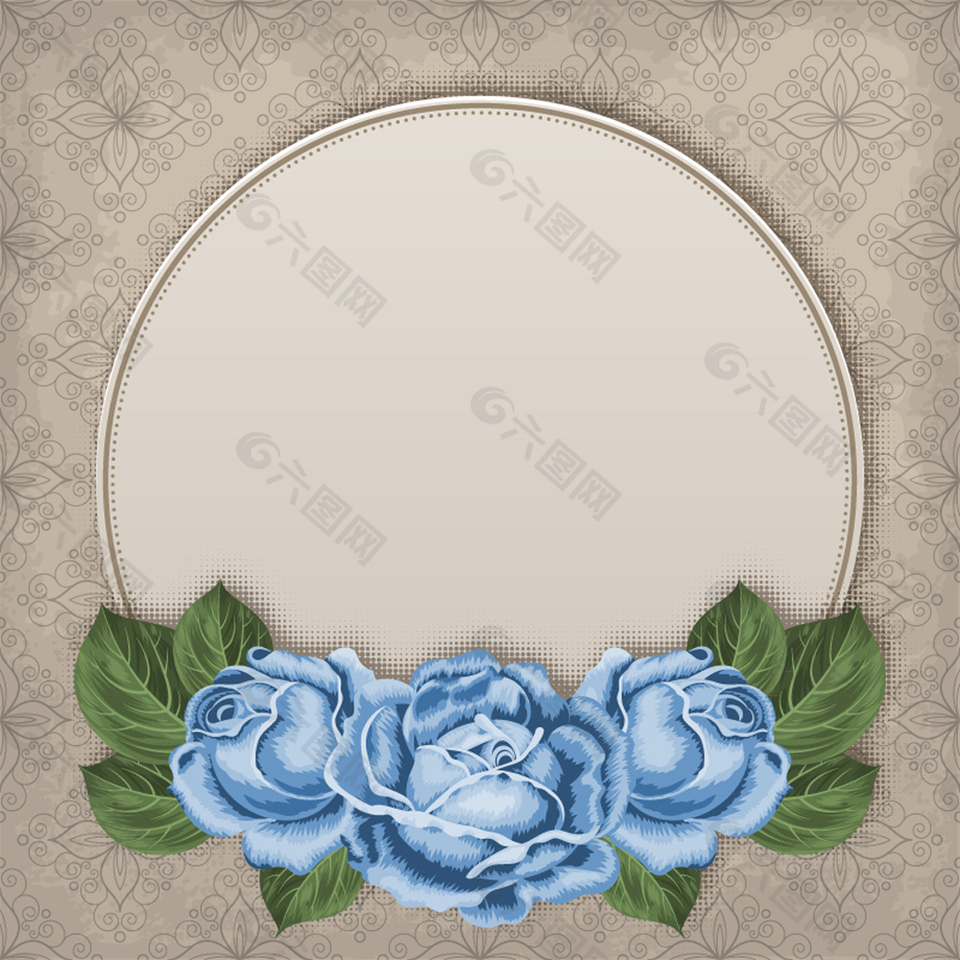 蓝色玫瑰装饰背景矢量素材