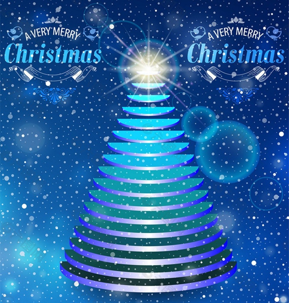 圣诞背景设计与抽象闪烁的冷杉树自由向量