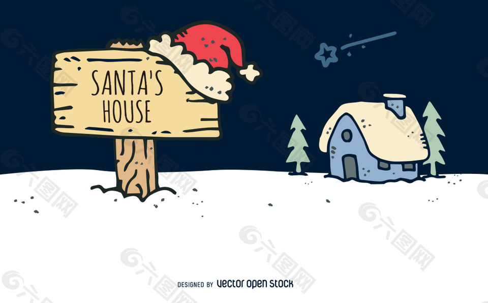 手工绘制的圣诞老人房子