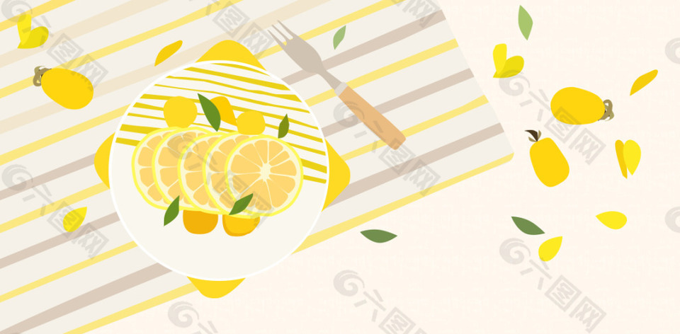 柠檬美食矢量图