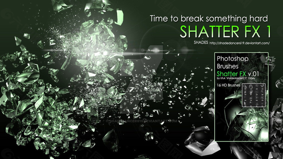 玻璃碎片装饰效果ps笔刷