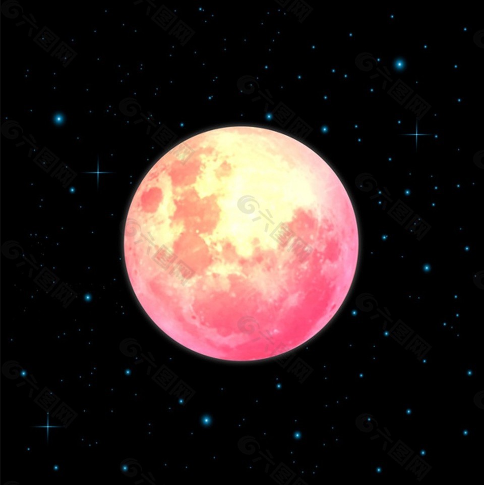 圆的月亮在空间矢量插图