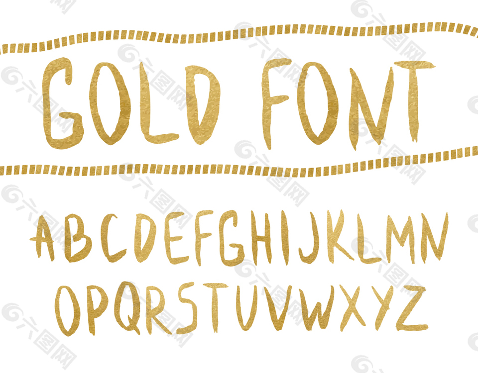 金色油画笔迹字母