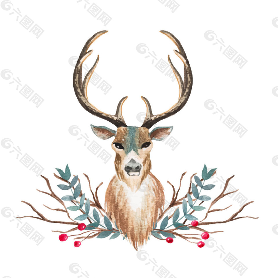 水彩画的鹿的设计